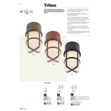 Redo 90193 - Екстериорен спот TRITON 1xE27/28W/230V IP54 месинг