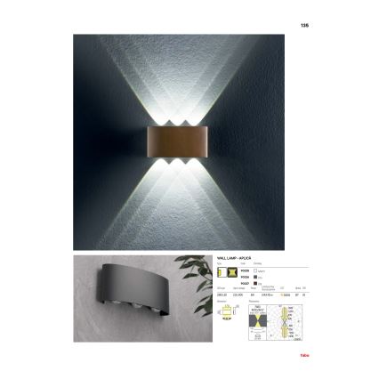 Redo 90227 - LED Екстериорен аплик FABO LED/6W/230V 3000K IP54 кафяв