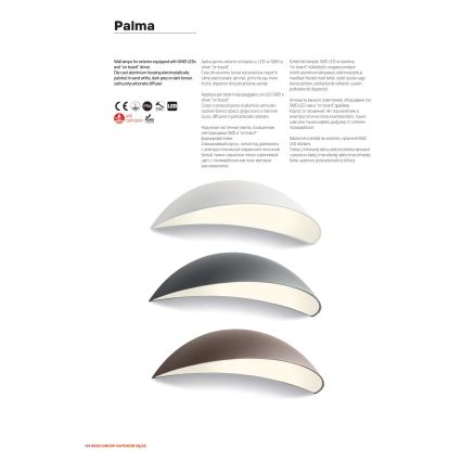 Redo 90236 - LED външно стенно осветително тяло PALMA LED/18W/230V 3000K IP54 кафяво