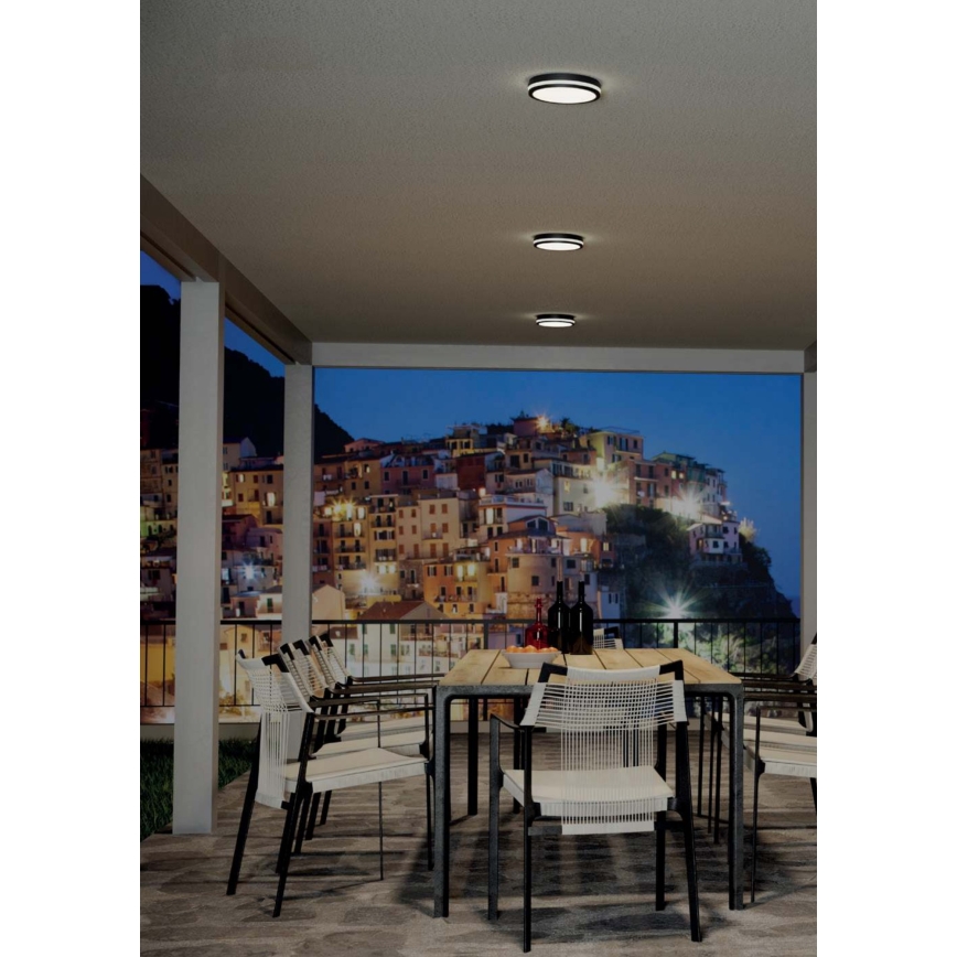 Redo 90290 - Екстериорна LED лампа за таван със сензор ISOLA LED/24W/230V Ø 26 см 3000/4000/6500K IP54 антрацит