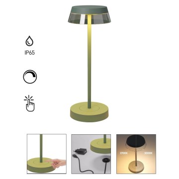 Redo 90309 - LED регулируема настолна лампа с докосване ILUNA LED/2,5W/5V 2700-3000K 3000 mAh IP65 зелена