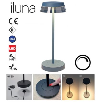 Redo 90310 - LED Димируема сензорна настолна лампа ILUNA LED/2,5W/5V 2700-3000K 3000 mAh IP65 син