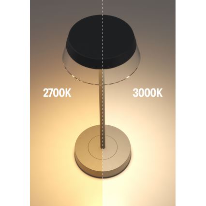 Redo 90312 - LED Димируема сензорна настолна лампа ILUNA LED/2,5W/5V 2700-3000K 3000 mAh IP65 черен