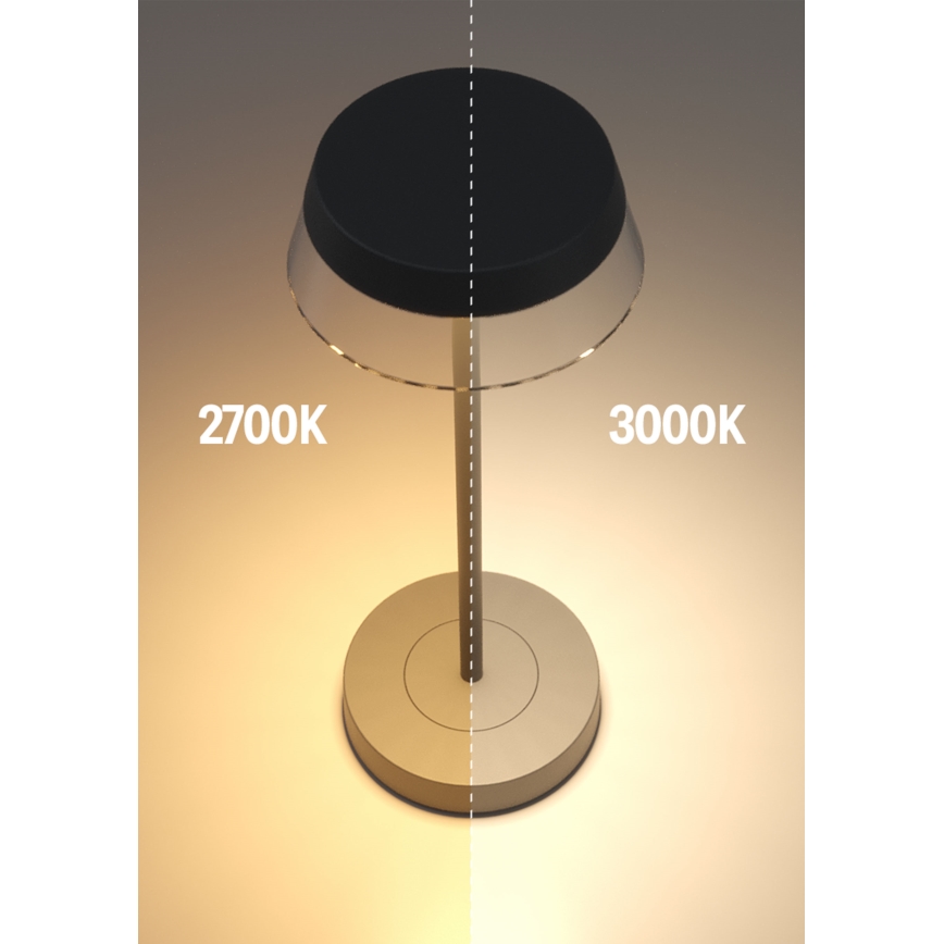 Redo 90312 - LED Димируема сензорна настолна лампа ILUNA LED/2,5W/5V 2700-3000K 3000 mAh IP65 черен