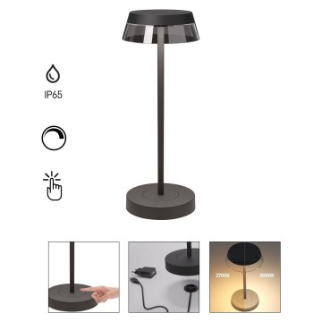 Redo 90312 - LED регулируема настолна лампа с докосване ILUNA LED/2,5W/5V 2700-3000K 3000 mAh IP65 черна