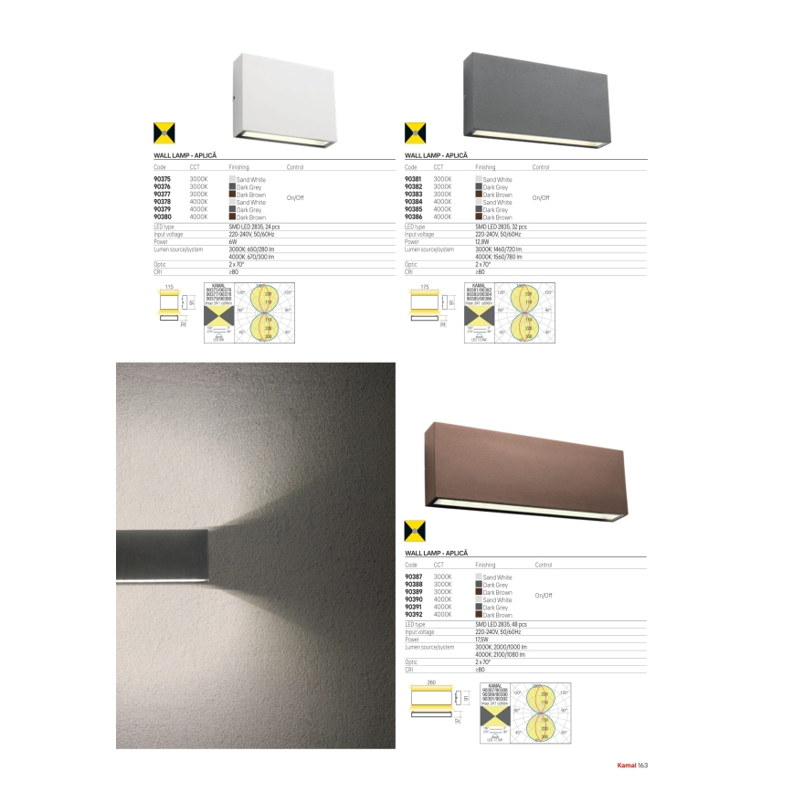 Redo 90375 - KAMAL LED външно стенно осветително тяло, 6W, 230V, 3000K, IP54, бяло