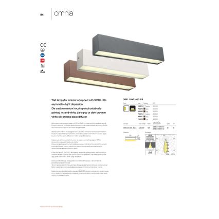 Redo 90393 - LED Екстериорен аплик OMNIA LED/12W/230V 3000K IP54 бял