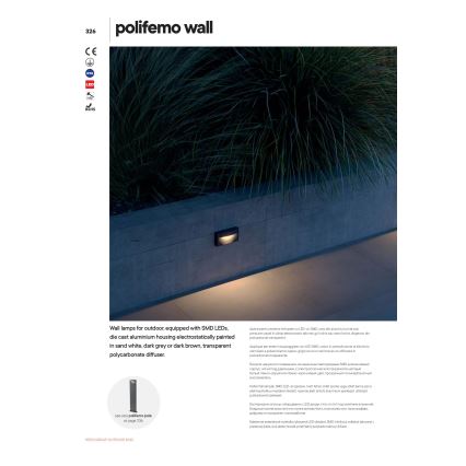 Redo 90425 - LED Екстериорен аплик POLIFEMO LED/8W/230V IP65 бял