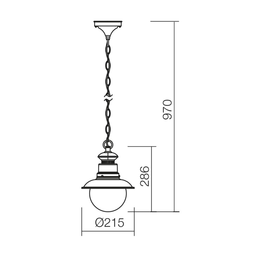 Redo 9046 - Екстериорна Полилей на верижка SCOTT 1xE27/42W/230V IP44