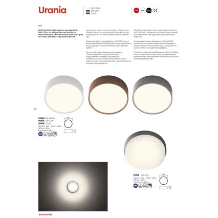 Redo 90516 - Екстериорна LED лампа за таван URANIA LED/10W/230V Ø 16 см IP65 антрацит