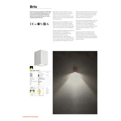 Redo 90528 - LED външна стенна лампа BRIO LED/6W/230V 3000K IP54 кафява