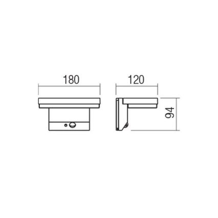 Redo 90535 - LED Соларен аплик със сензор TAIYO LED/2W/3,7V 3000K 2200 mAh IP54 антрацит