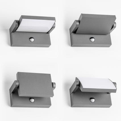 Redo 90587 - LED външно стенно осветително тяло със сензор FLIP LED/20W/230V 3000K CRI 90 IP54 антрацит