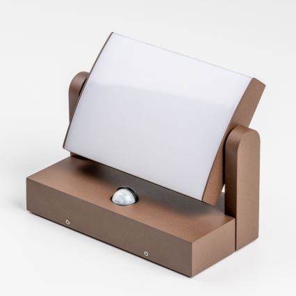 Redo 90588 - LED външно стенно осветително тяло с сензор FLIP LED/20W/230V 3000K CRI 90 IP54 кафяво