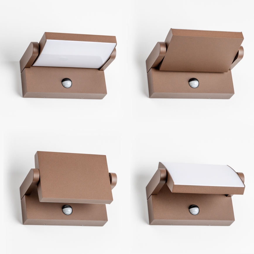 Redo 90588 - LED външно стенно осветително тяло с сензор FLIP LED/20W/230V 3000K CRI 90 IP54 кафяво