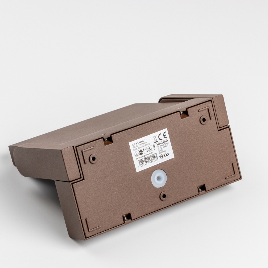 Redo 90588 - LED външно стенно осветително тяло с сензор FLIP LED/20W/230V 3000K CRI 90 IP54 кафяво