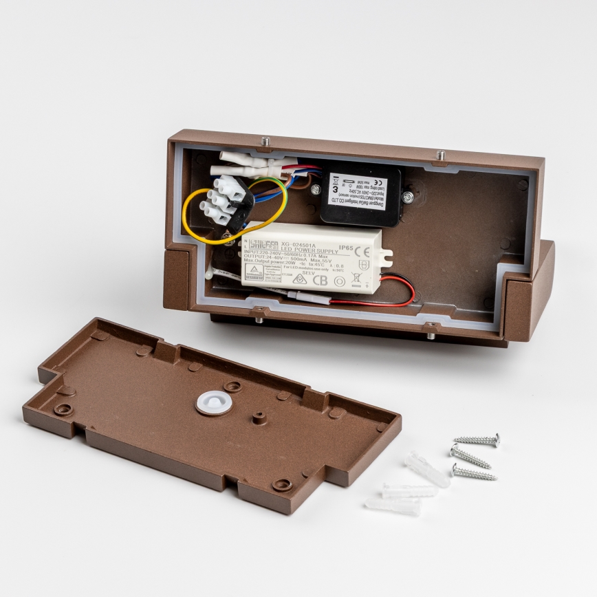 Redo 90588 - LED външно стенно осветително тяло с сензор FLIP LED/20W/230V 3000K CRI 90 IP54 кафяво