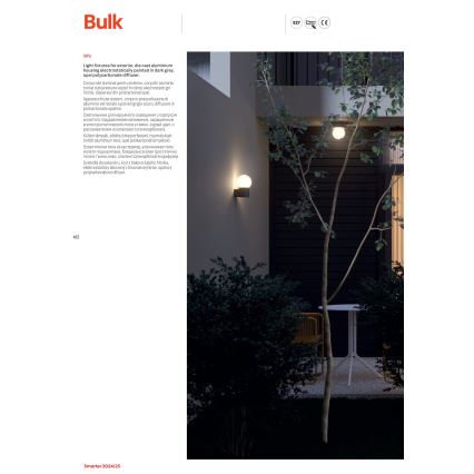 Redo 90643 - Външна лампа BULK 1xE27/28W/230V 80 cm IP44 антрацит