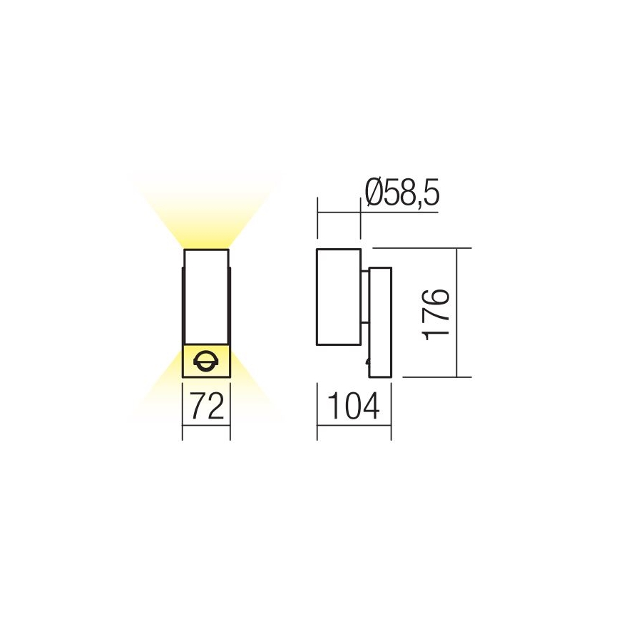Redo 9453 - LED Екстериорен аплик със сензор VINCE 2xLED/3W/230V IP54 антрацит