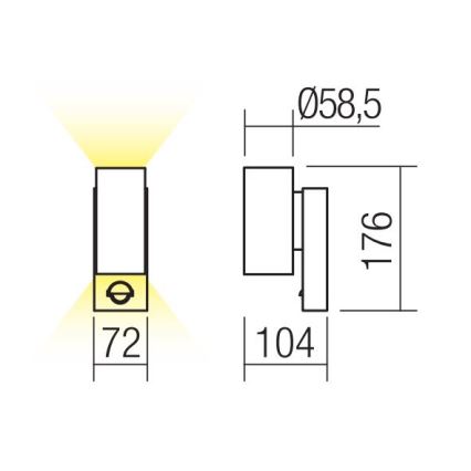 Redo 9455 - LED външно стенно осветително тяло с вграден сензор VINCE 2xLED/3W/230V IP54 кафяво