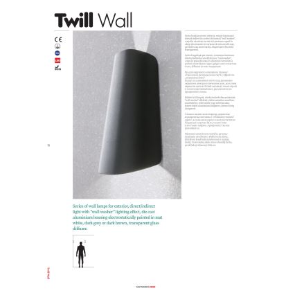 Redo 9536 - LED външен стенен аплик TWILL LED/11W/230V IP65