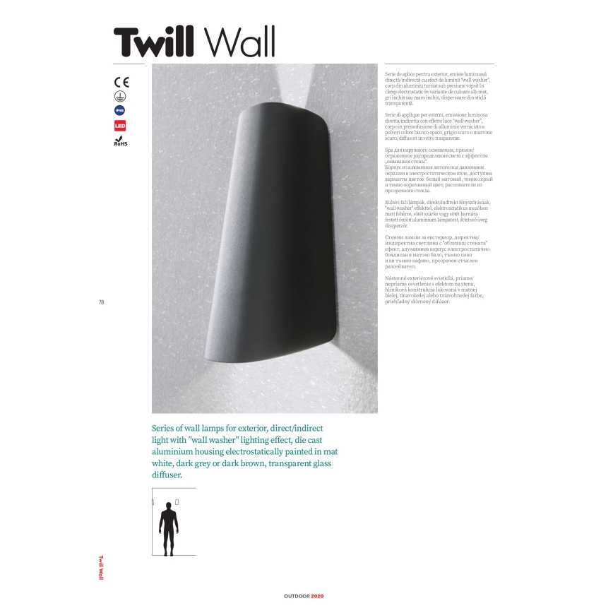 Redo 9536 - LED външен стенен аплик TWILL LED/11W/230V IP65