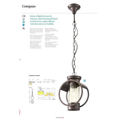 Redo 9573 - Външна лампа COMPASS 1xE27/42W/230V IP33