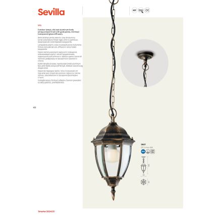 Redo 9606 - Екстериорна лампа SEVILLA 1xE27/42W/230V IP44 златист/патина