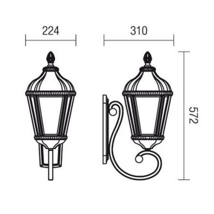 Redo 9656 - Външна стенна лампа ESSEN 1xE27/70W/230V IP44 кафява/патина