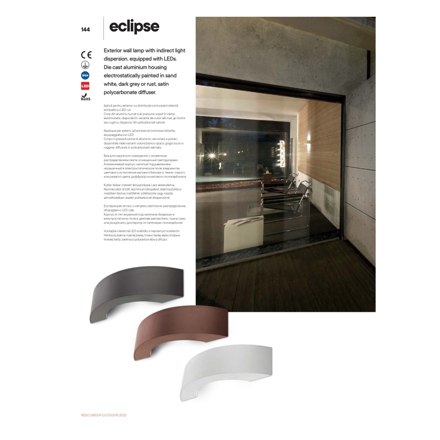 Redo 9903 - LED Екстериорна Стенна лампа ECLIPSE 3xLED/3W/230V IP54