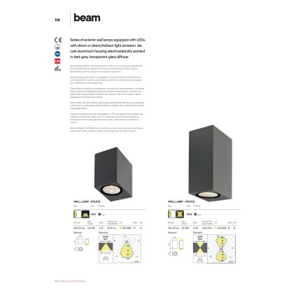 Redo 9907 - LED Екстериорен аплик BEAM LED/5W/230V IP54