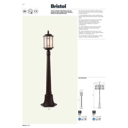 Redo 9956 - Екстериорен пендел BRISTOL 1xE327/42W230V IP23