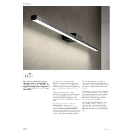 Redo01-3270 - LED Лампа за огледало в баня ASTON LED/12W/230V 60 см CRI 90 IP44 черен