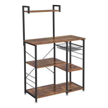 Регал с рафтове за кухня MARGE, кафяв/черен