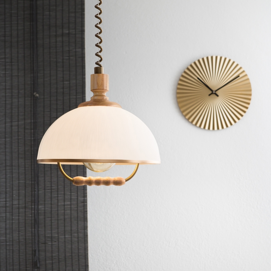 Регулируем полилей RAMONA 1xE27/60W/230V кафяв/бял/дъб