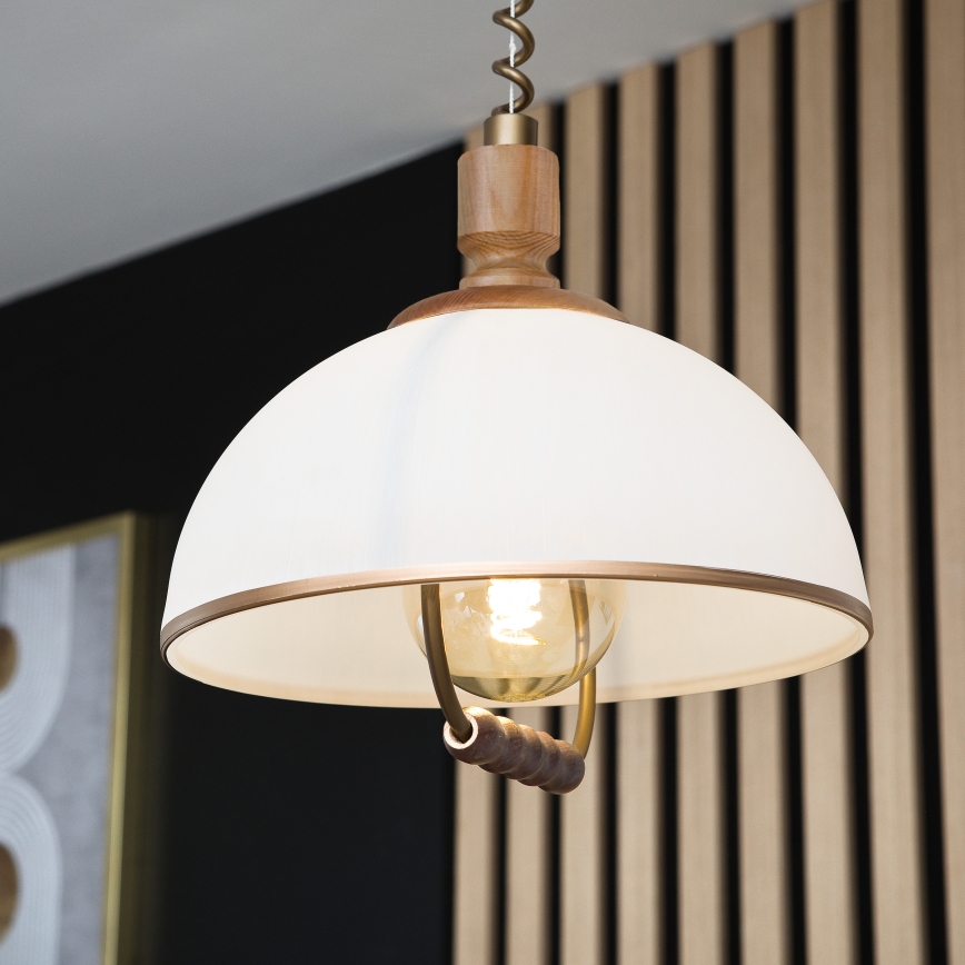 Регулируем полилей RAMONA 1xE27/60W/230V кафяв/бял/дъб