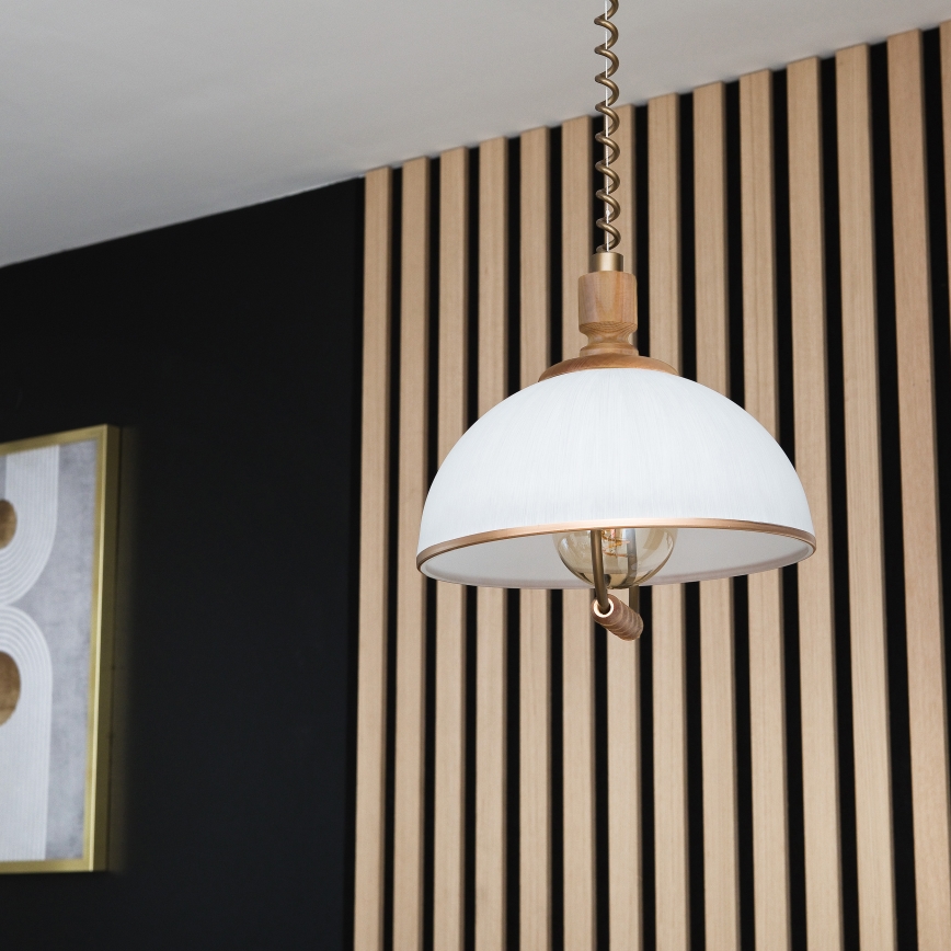 Регулируем полилей RAMONA 1xE27/60W/230V кафяв/бял/дъб