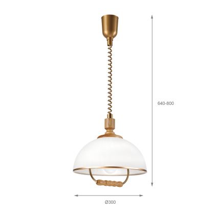 Регулируем полилей RAMONA 1xE27/60W/230V кафяв/бял/дъб