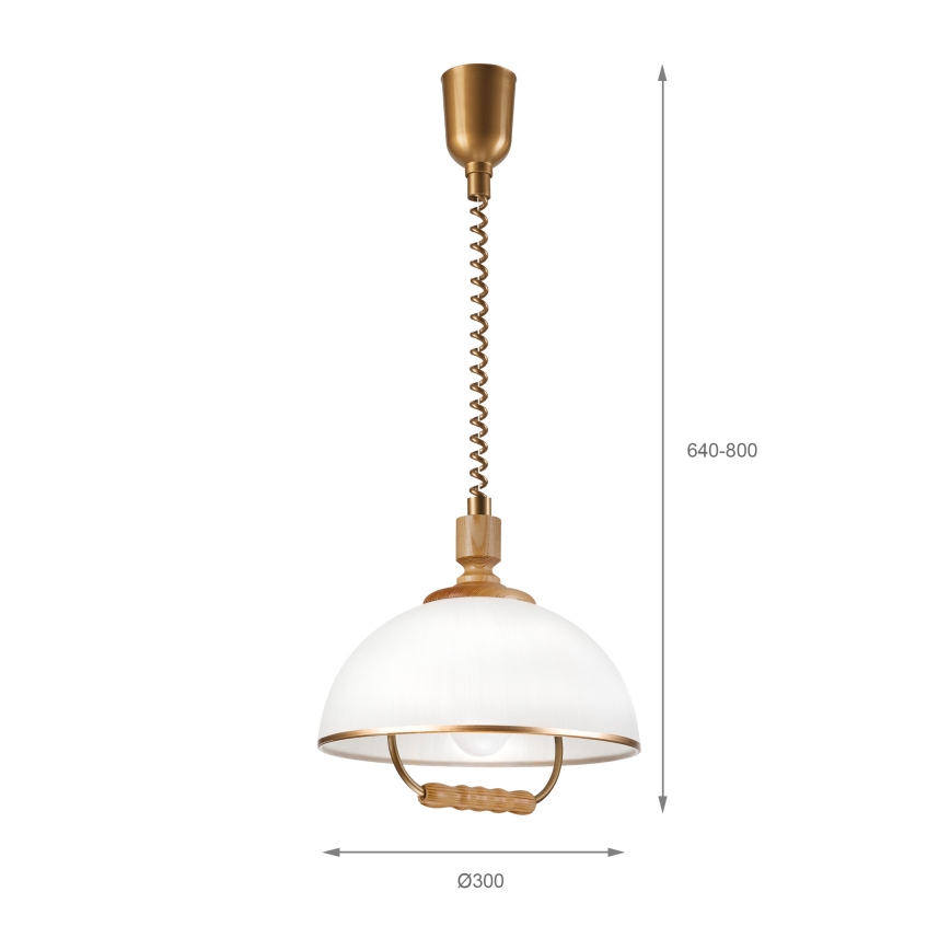 Регулируем полилей RAMONA 1xE27/60W/230V кафяв/бял/дъб