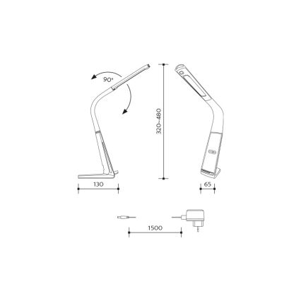 LED димируема настолна лампа с безжично зареждане и сензор за движение LORD EVO LED/8W/230V 3000K/4500K/6000K черна