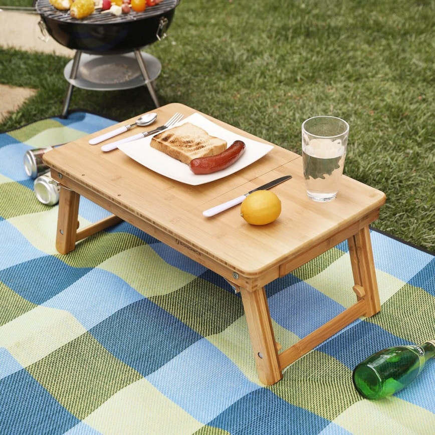 Регулируема масичка за лаптоп LAT за легло, кафява