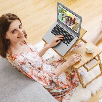 Регулируема масичка за компютър за легло LAT, кафява