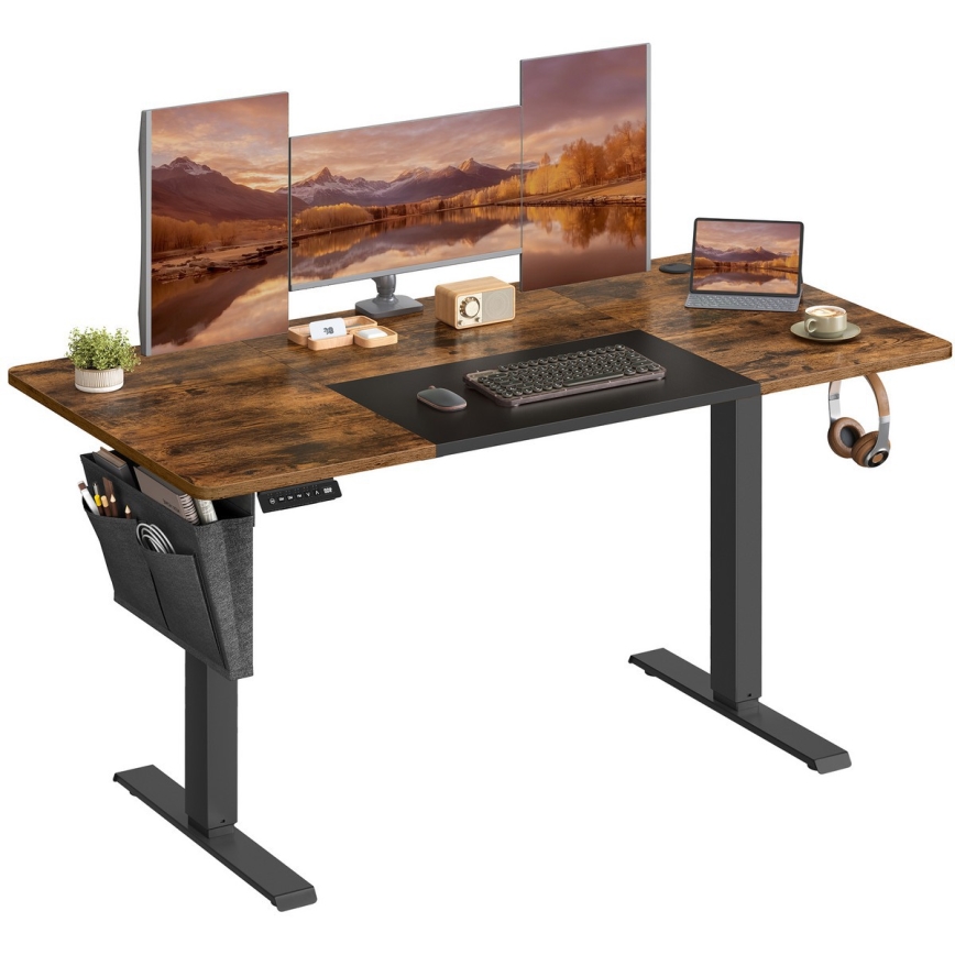 Регулируемо по височина бюро SOLEA-X кафяво/черно