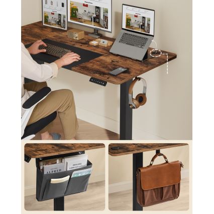 Регулируемо по височина бюро SOLEA-X кафяво/черно