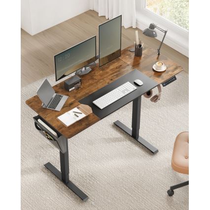 Регулируемо по височина писмено бюро SOLEA-X, кафяво/черно