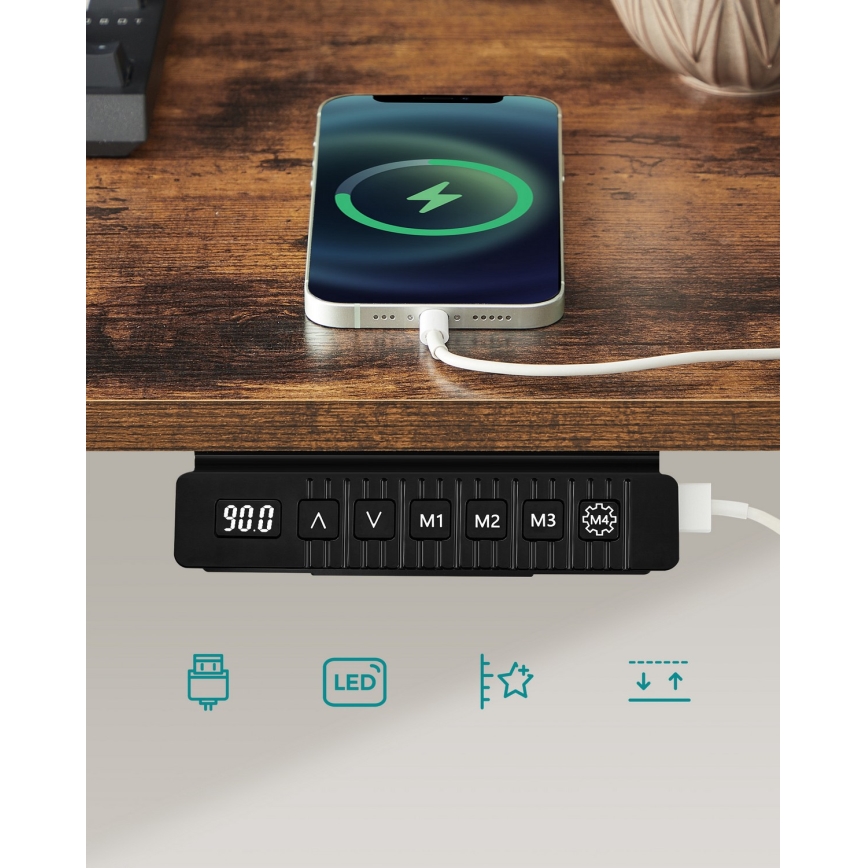 Регулируемо по височина писмено бюро SOLEA-X, кафяво/черно