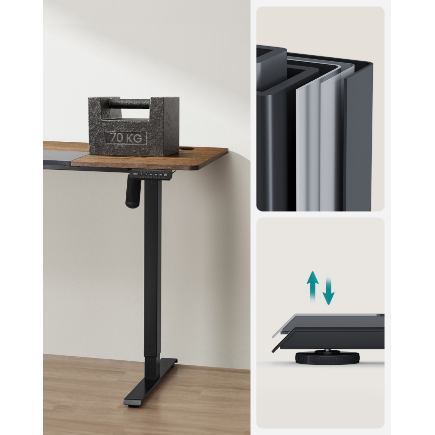 Регулируемо по височина писмено бюро SOLEA-X, кафяво/черно