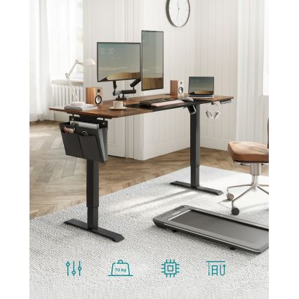 Регулируемо по височина писмено бюро SOLEA-X, кафяво/черно