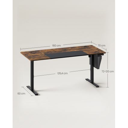 Регулируемо по височина писмено бюро SOLEA-X, кафяво/черно