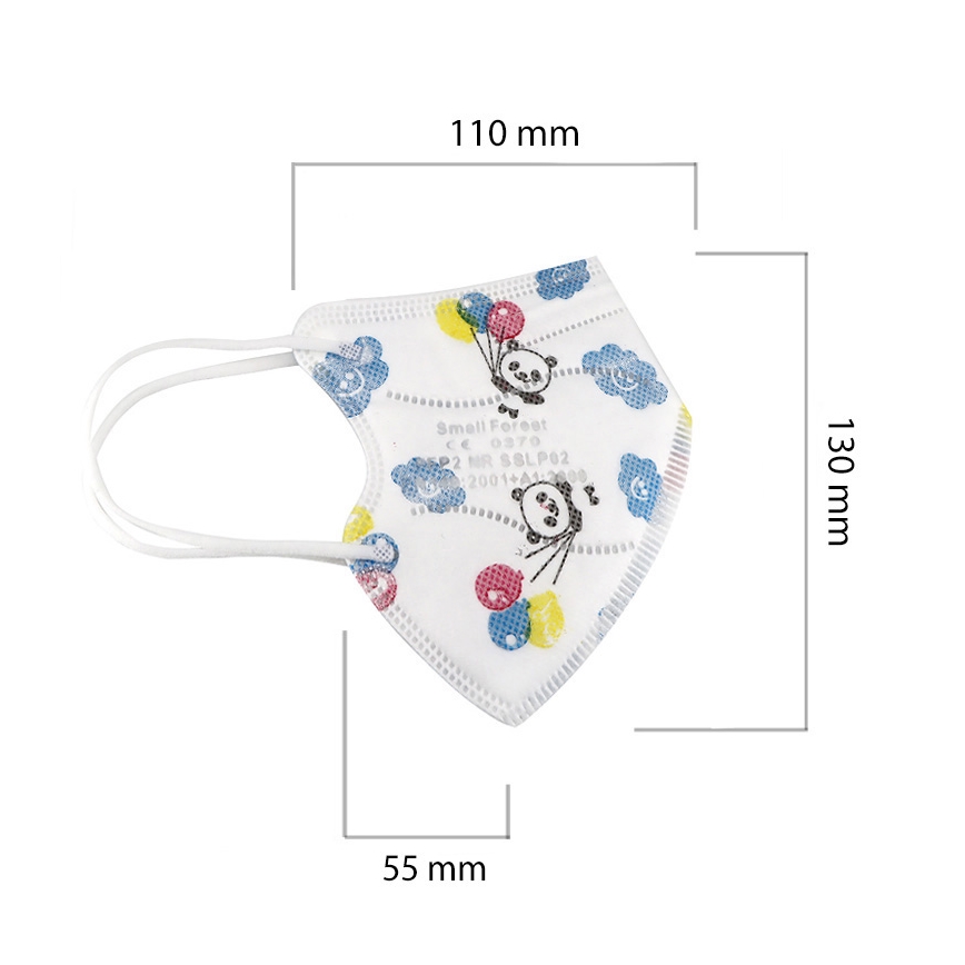Респиратор детски размер FFP2 Kids NR CE 0370 Панда бял 100бр.